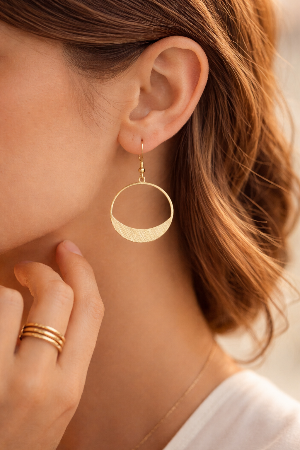 Gold Crescent Earrings